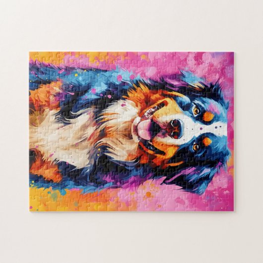 Kleurrijke Australische Herder Art Legpuzzel (Horizontaal)