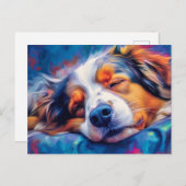 Kleurrijke Australische Herder slapen Briefkaart (Voorkant / Achterkant)