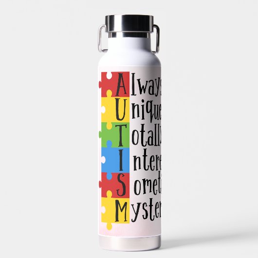 Kleurrijke Autisme Advocacy Waterfles (Voorkant)