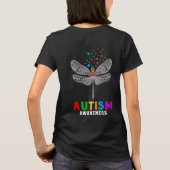 Kleurrijke Autisme Dragonfly Puzzel Autisme Bewust T-shirt (Achterkant)