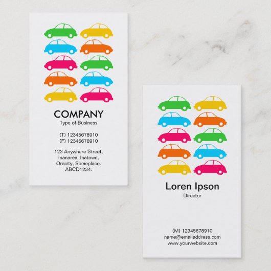 Kleurrijke auto's 02 - Verticaal Visitekaartje (Voorkant / Achterkant)