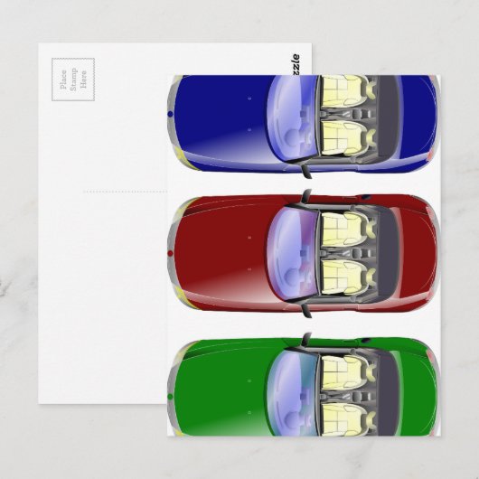 Kleurrijke auto's briefkaart (Voorkant / Achterkant)