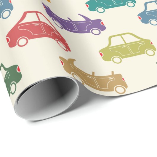 kleurrijke auto's cadeaupapier (Rol Hoek)