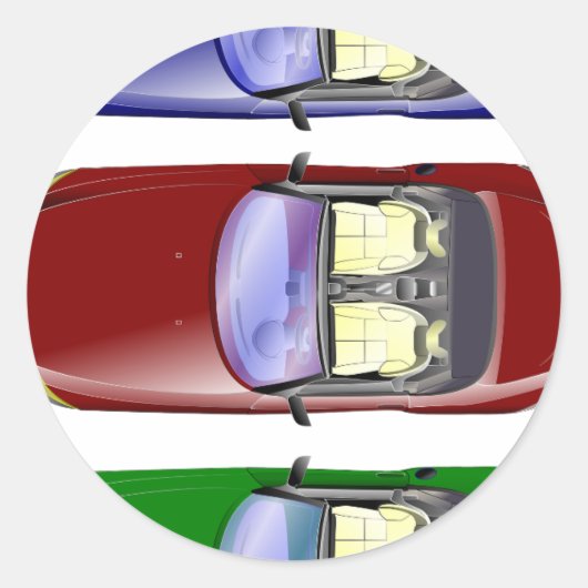 Kleurrijke auto's ronde sticker (Voorkant)