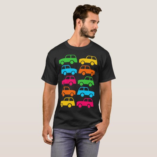 kleurrijke auto's t-shirt (Voorkant volledig)