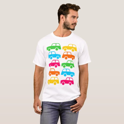 kleurrijke auto's t-shirt (Voorkant volledig)