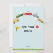 Kleurrijke auto's verjaardagsuitnodiging feestdagenkaart (Achterkant)