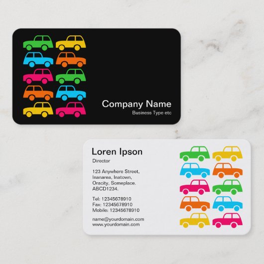 Kleurrijke auto's (wisselende zijkanten) visitekaartje (Voorkant / Achterkant)