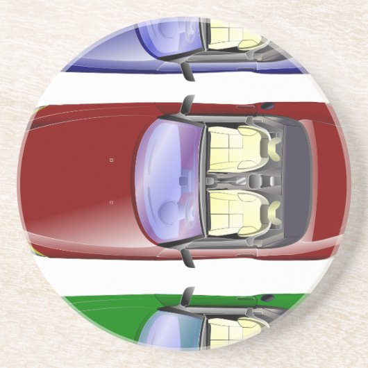 Kleurrijke auto's zandsteen onderzetter (Voorkant)