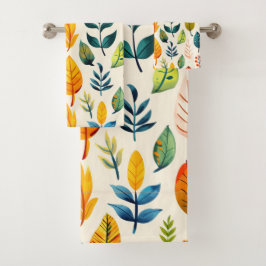 Kleurrijke autums bladeren patroon bad handdoek