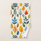 Kleurrijke autums bladeren patroon bad handdoek (Handdoek)