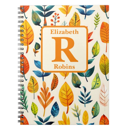 Kleurrijke autums laat boho gepersonaliseerd monog notitieboek (Voorkant)