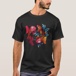Kleurrijke Aziatische Stijl Yin Yang Koi Vis Japan T-shirt