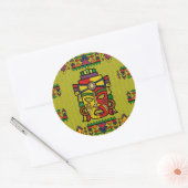 Kleurrijke Aztec Inca Maya Masker Ronde Sticker (Envelop)
