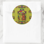 Kleurrijke Aztec Inca Maya Masker Ronde Sticker (Tas)