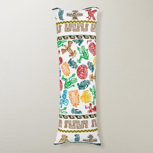 Kleurrijke Aztec Patterned Lichaamskussen (Voorkant Verticaal)