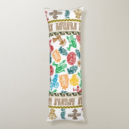 Kleurrijke Aztec Patterned Lichaamskussen (Achterkant (Verticaal))
