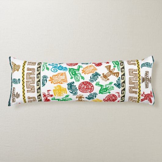 Kleurrijke Aztec Patterned Lichaamskussen (Voorkant)