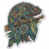 Kleurrijke Azteekse kameleon mozaïek hagedis Sticker (Voorkant)