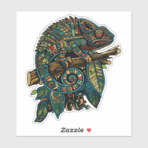 Kleurrijke Azteekse kameleon mozaïek hagedis Sticker