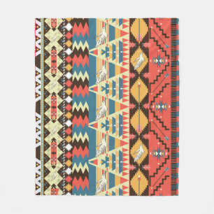 Kleurrijke Azteken: vogels, bloemen patroon. Fleece Deken