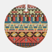 Kleurrijke Azteken: vogels, bloemen patroon. Glas Ornament (Achterkant)