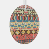 Kleurrijke Azteken: vogels, bloemen patroon. Glas Ornament (Voorkant Rechts)