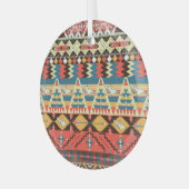 Kleurrijke Azteken: vogels, bloemen patroon. Glas Ornament (Voorkant links)