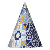 Kleurrijke Azulejos tegels: handgetekend patroon. Feesthoedjes (Achterkant)