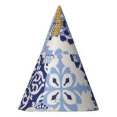 Kleurrijke Azulejos tegels: handgetekend patroon. Feesthoedjes (Links)