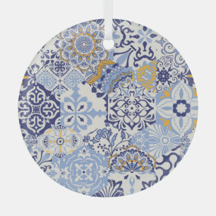 Kleurrijke Azulejos tegels: handgetekend patroon. Glas Ornament