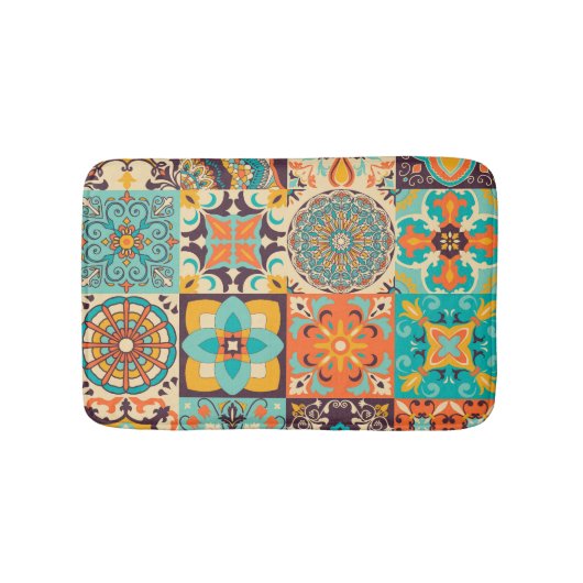Kleurrijke Azulejos Traditionele Tegels Set Badmat (Voorkant)