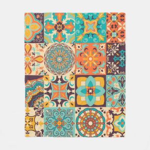 Kleurrijke Azulejos Traditionele Tegels Set Fleece Deken