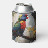 Kleurrijke baars: een regenboog Loriket in de boom Blikjeskoeler (Blikje Achterkant)