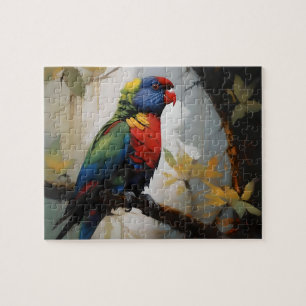 Kleurrijke baars: een regenboog Loriket in de boom Legpuzzel