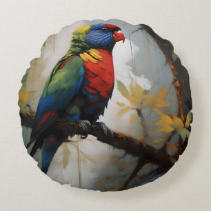 Kleurrijke baars: een regenboog Loriket in de boom Rond Kussen