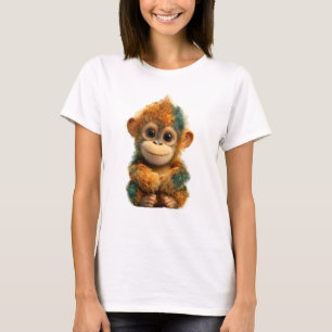 Kleurrijke baby-chimpansee portret vrouwen t-shirt