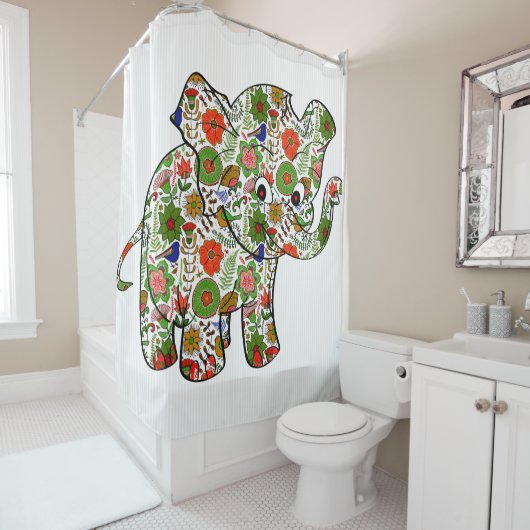 Kleurrijke Baby Olifant Douchegordijn (In situ)