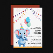 Kleurrijke Baby olifant met ballonnen Baby shower Kaart
