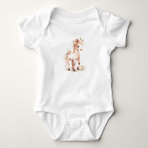 Kleurrijke Baby paardenveulen met bloemen Romper