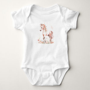 Kleurrijke Baby paardenveulen met bloemen Romper
