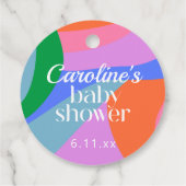 Kleurrijke Baby Shower Abstracte Golven Moderne Ma Bedankjes Labels (Achterkant)