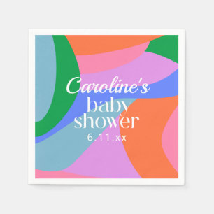 Kleurrijke Baby Shower Abstracte Golven Moderne Op Servet