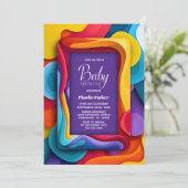 Kleurrijke Baby Shower Kaart (Staand voorkant)