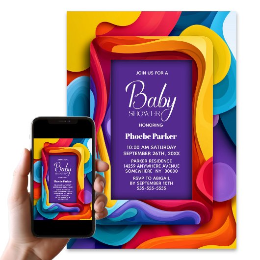 Kleurrijke Baby Shower Kaart