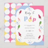 Kleurrijke Baby shower Klaar voor Pop Kaart (Voorkant / Achterkant)