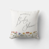 Kleurrijke Baby Shower met Wilde Bloemen Kussen (Voorkant)