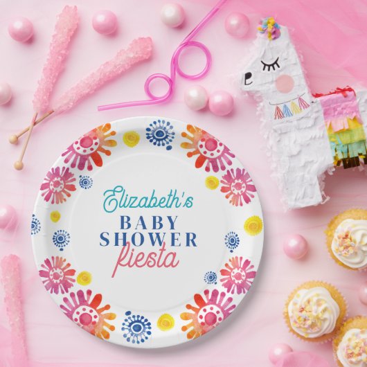Kleurrijke Baby shower Mexicaanse Fiesta Papieren Bordje (Feest)