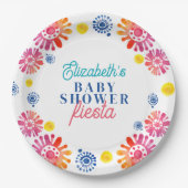 Kleurrijke Baby shower Mexicaanse Fiesta Papieren Bordje (Voorkant)