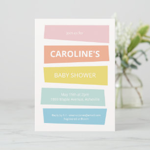 Kleurrijke baby shower pastel strepen moderne zome kaart